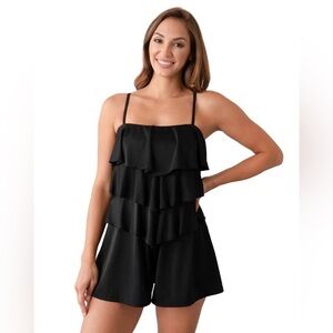 Elegant Black Ruffle One-Piece Swimsuit